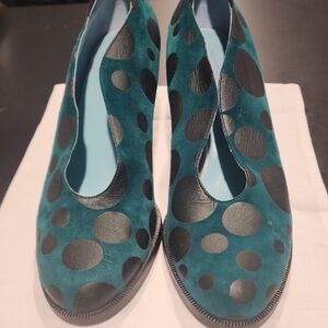 Thierry Rabotin Green and Black Polka Dot Heels